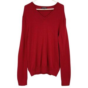 Express Red Long Sleeve V-Neck Pullover Merino Wool Knit Sweater Size XL